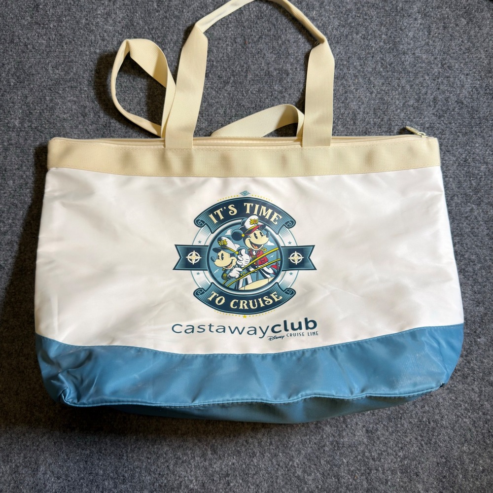 Disney Cruise Line Castaway Club Tote Bag Large White Blue Mickey Mouse Travel